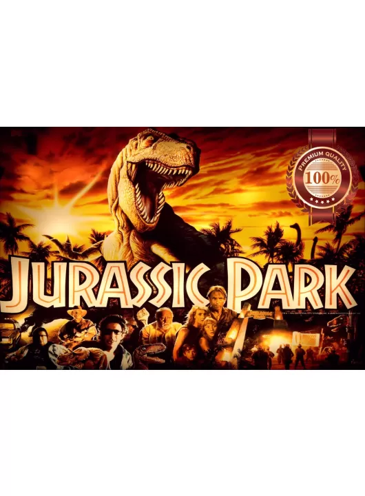 JURASSIC PARK CHARACTERS WITH T-REX SCENE CLASSIC MOVIE PRINT PREMIUM POSTER