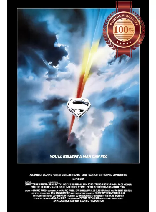 SUPERMAN THE MOVIE 1978 70s ORIGINAL OFFICIAL CINEMA FILM PRINT PREMIUM POSTER