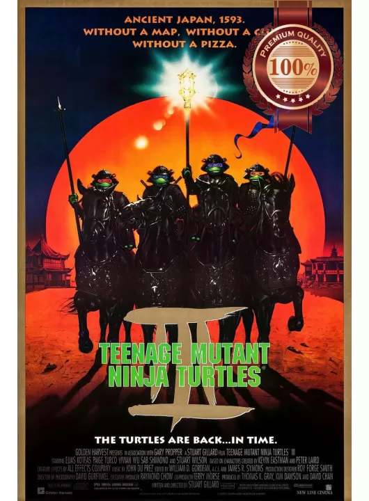 TEENAGE MUTANT NINJA TURTLES 3 1993 OFFICIAL ORIGINAL MOVIE PRINT PREMIUM POSTER TEENAGE MUTANT NINJA TURTLES 3 1993 OFFICIAL ORIGINAL MOVIE PRINT PREMIUM POSTER
