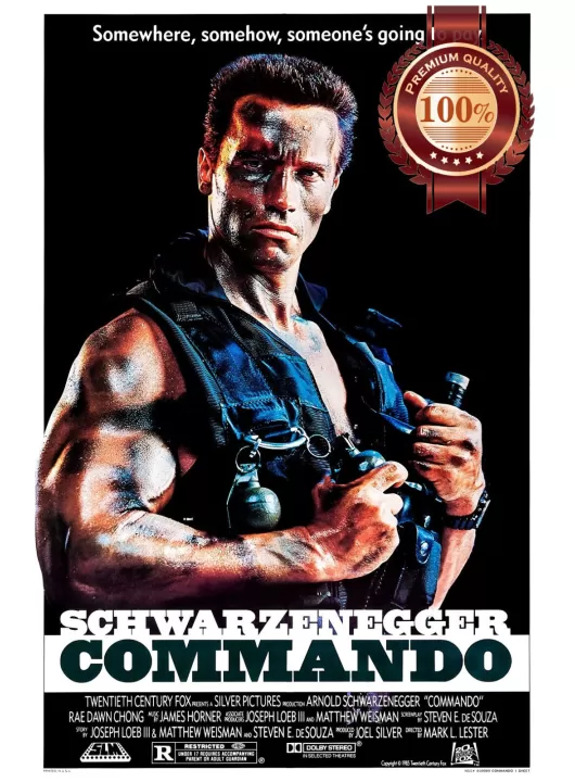 COMMANDO 1985 80s SCHWARZENEGGER ORIGINAL CINEMA MOVIE FILM PRINT PREMIUM POSTER