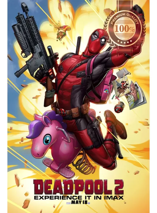 DEADPOOL 2 II RIDING PONY EXPLOSION ARTWORK MOVIE PRINT ART PREMIUM POSTER