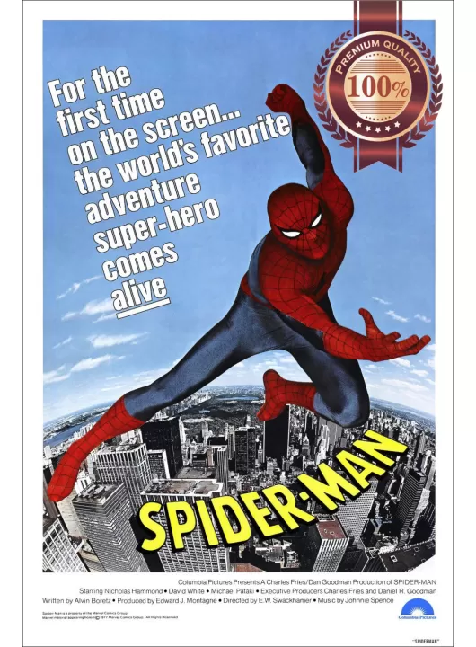 SPIDER-MAN 1977 70s RETRO ORIGINAL ART OFFICIAL MOVIE FILM PRINT PREMIUM POSTER SPIDER-MAN 1977 70s RETRO ORIGINAL ART OFFICIAL MOVIE FILM PRINT PREMIUM POSTER
