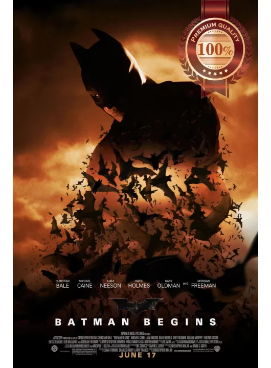BATMAN BEGINS V2 2005 ORIGINAL OFFICIAL CINEMA MOVIE FILM PRINT PREMIUM POSTER BATMAN BEGINS V2 2005 ORIGINAL OFFICIAL CINEMA MOVIE FILM PRINT PREMIUM POSTER