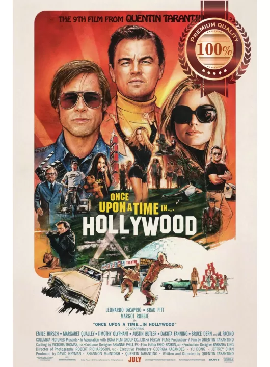 ONCE UPON A TIME IN HOLLYWOOD 2019 TARANTINO CINEMA MOVIE PRINT PREMIUM POSTER