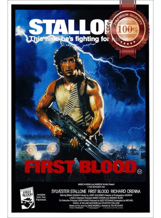 RAMBO FIRST BLOOD VERSION 2 ORIGINAL CINEMA FILM MOVIE PRINT PREMIUM POSTER RAMBO FIRST BLOOD VERSION 2 ORIGINAL CINEMA FILM MOVIE PRINT PREMIUM POSTER